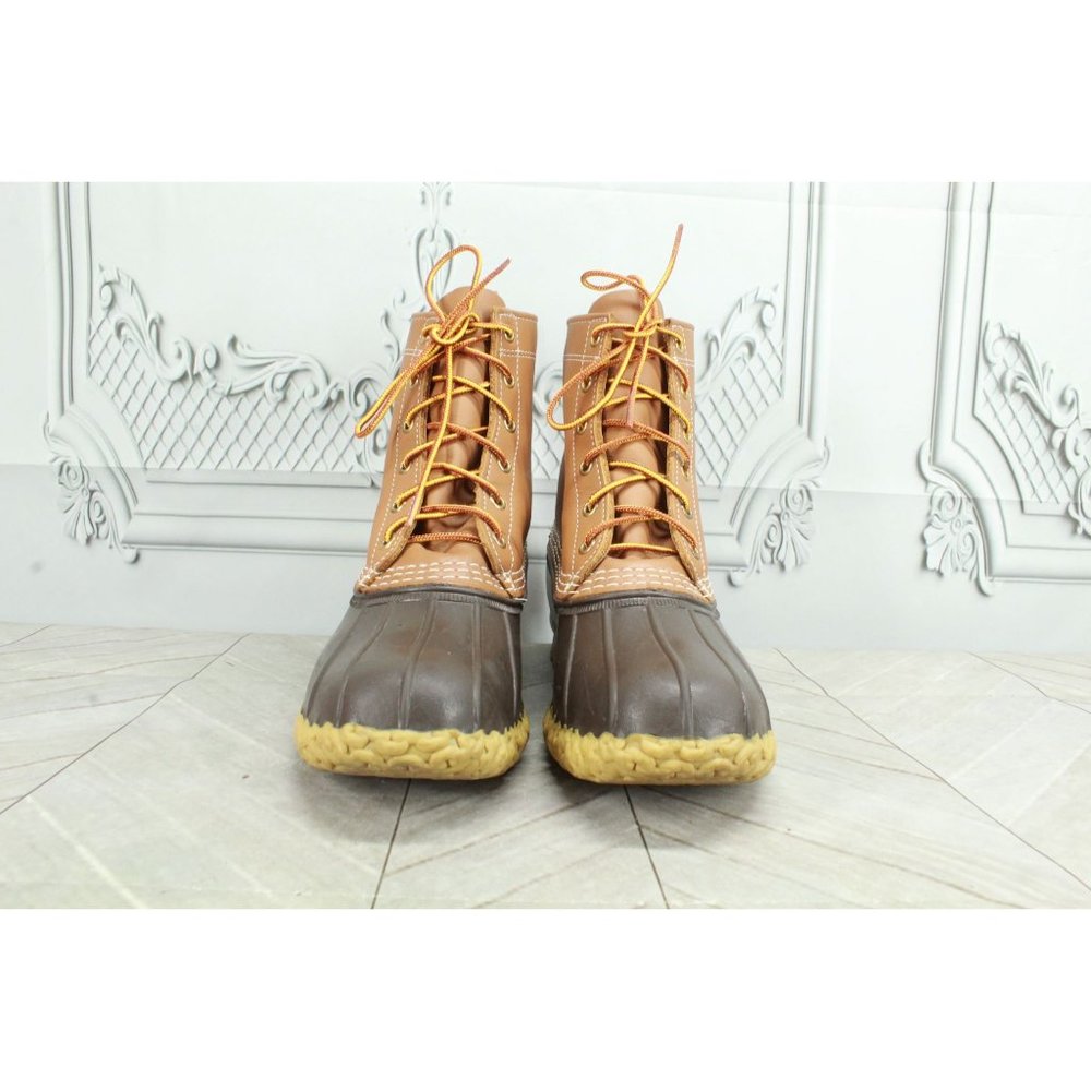 LL Bean 8" Insulated Brown Leather Lace up Ankle Duck Boots Size 8 M - Picture 4 of 9